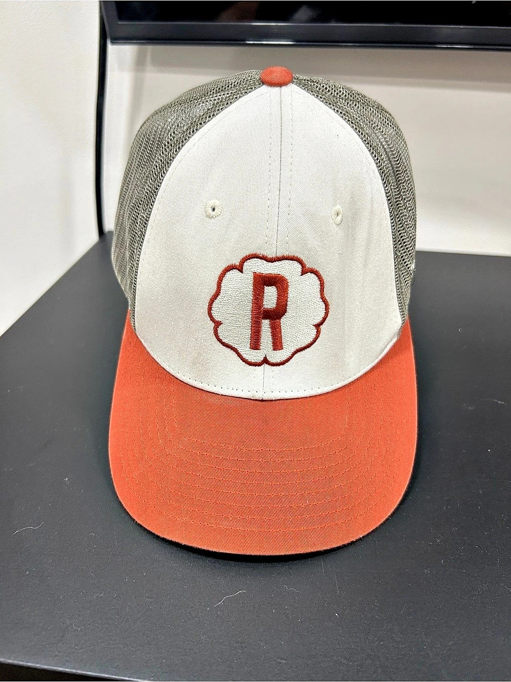 Reformation Trucker Hat in Orange & White Like New
